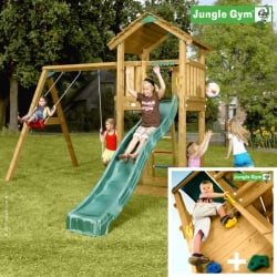 Jungle Gym Jungle Cottage+SwingModule Xtra+RockModule игровой городок