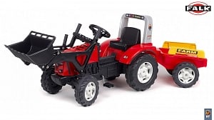 FALK Трактор-экскаватор педальный с прицепом красный 