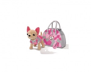 Плюшевая собачка Чихуахуа Розовый камуфляж, с сумкой